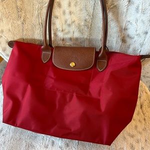 Medium Red Longchamp Tote